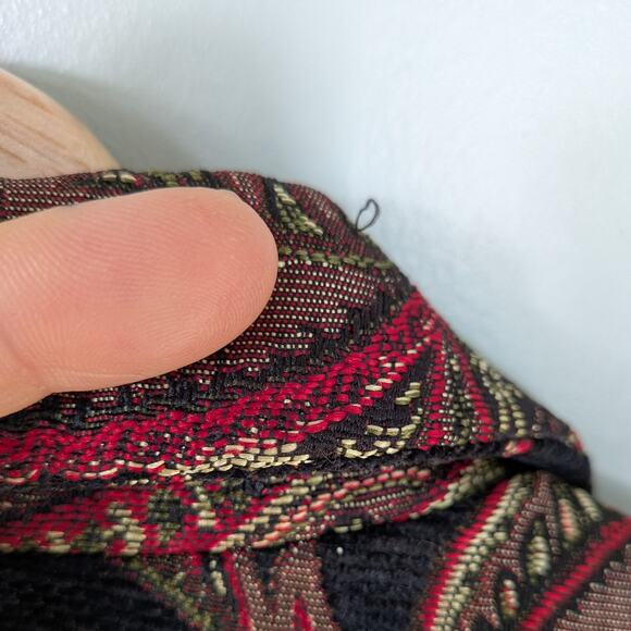 Tapestry Blazer Jacket 10P Black Red Y2K Whimsigoth Paisley Floral Romantic - Picture 10 of 10